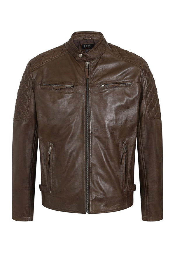 Men's Stylish Leather Biker Jacket  - DAVID - London Leathers Direct
